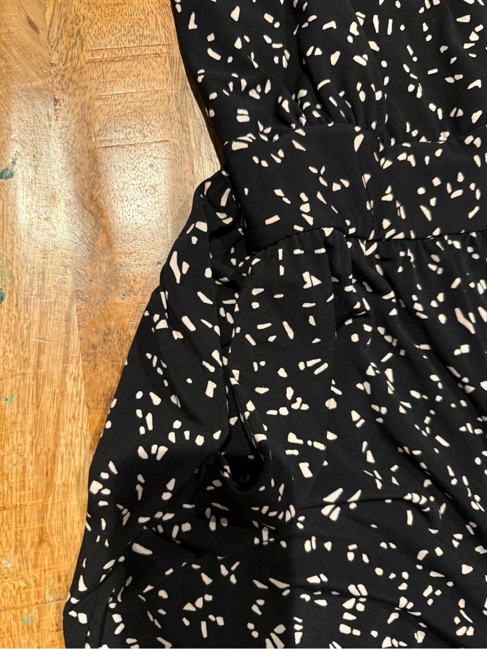 Kaileigh Black White Speckle Wrap Wide Leg Jumpsuit Size Small - Picture 4 of 7